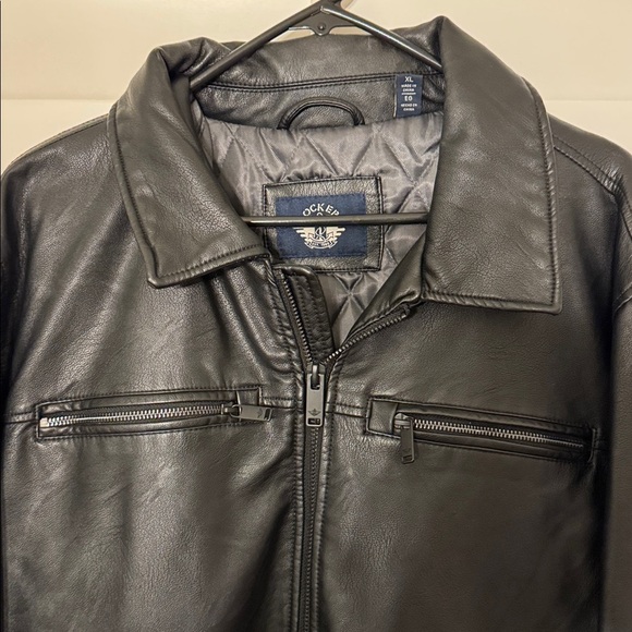 Dockers Faux Leather Jacket Men’s XL Quilt Lined Full Zipper - Picture 2 of 9
